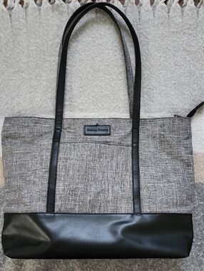 Sunny Snowy Nylon Laptop Tote Bag Gray Black Work Travel School Large EUC